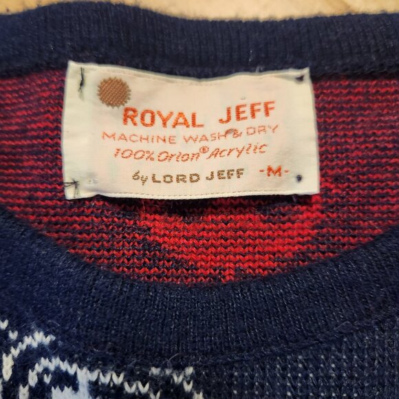 Vintage Royal Jeff Sweater Lord Jeff Blue‎ Nautical Acrylic Knit Mens Medium EUC - Picture 7 of 9